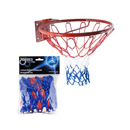 Купить Сетка баскетбольная Torres, нить 4 мм, бело-сине-красная в Завитинске 