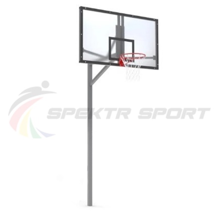 Купить Стойка баскетбольная уличная упрощенная со щитом из оргстекла, кольцом и сеткой SP D 412 в Завитинске 