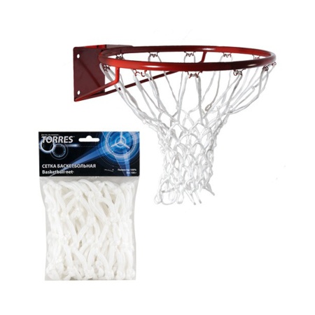 Купить Сетка баскетбольная Torres, нить 6 мм, белая в Завитинске 